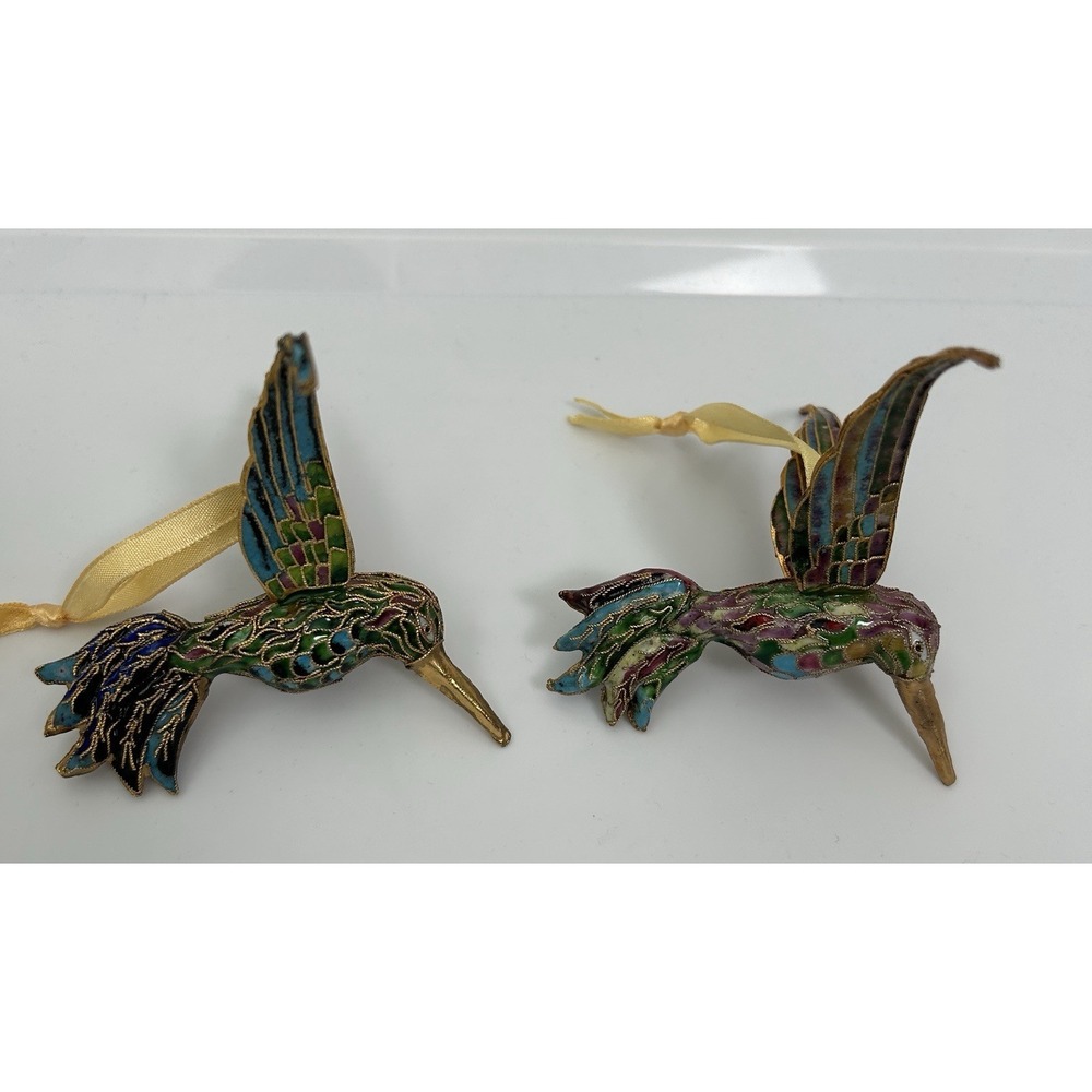 Hummingbird Enameled Cloisonne HangingOrnament  Vintage Colorful Figurines